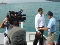 On scene of sunken crash; WWII pilot interviewed for WTTW Documentary